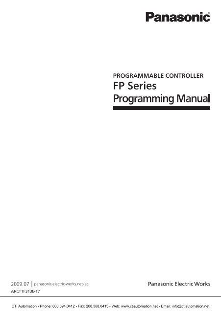 Panasonic FP Series PLC Programming Manual CTi Automation