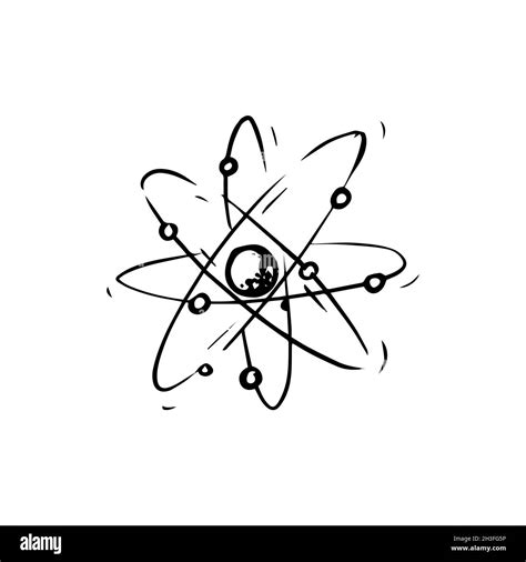 Atom Surrounded By Electrons Nuclear Power Structure Model Sketch