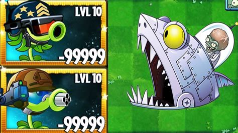 Plants Vs Zombies All Peashooter Max Level Power Up Vs Zombot Youtube