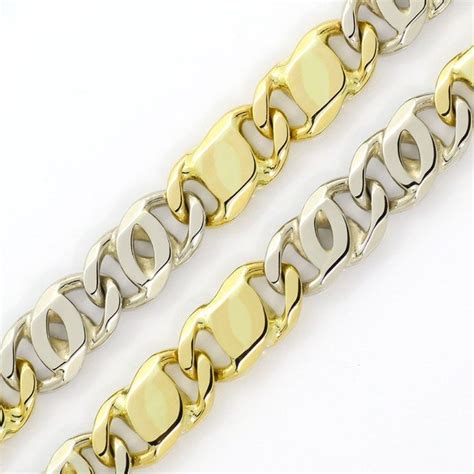 Designer Kette Pfauenauge Tigerauge Gelbgold Weißgold K2680