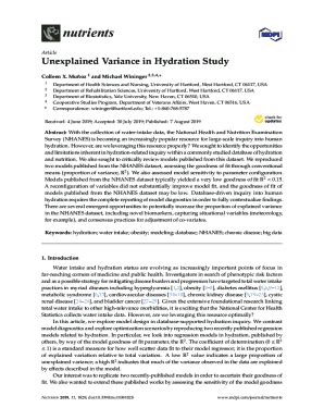 Fillable Online Unexplained Variance In Hydration Study Nutrients Fax