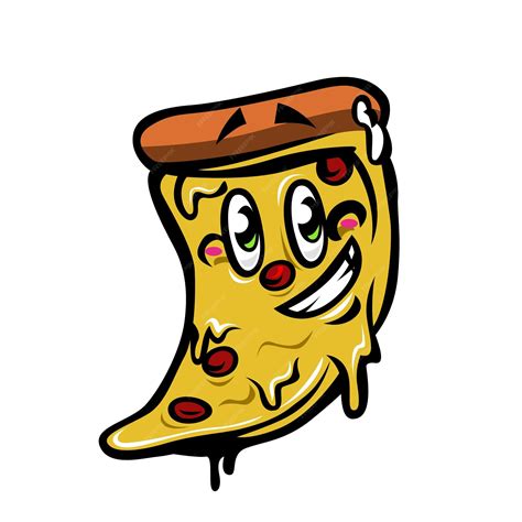 Premium Vector A Happy Pizza Face Mascot