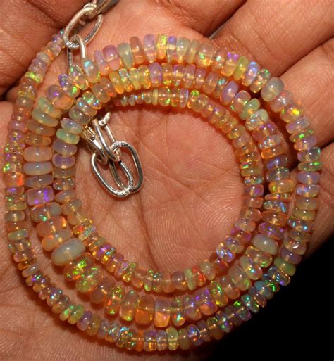 53 Crts Natural Ethiopian Welo Fire Opal Beads Necklace Opals