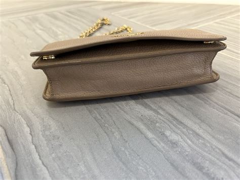 PRADA Logo Nude Beige Leather Crossbody Wallet On Cha Gem