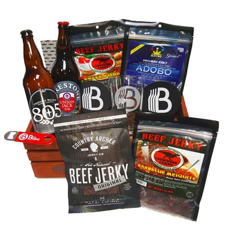 Awesome Beef Jerky Gift Basket | The Beer & Jerky Basket | TheBroBasket.com | Beer gifts basket ...