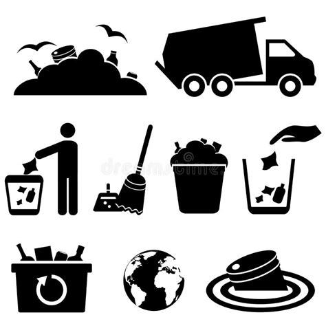 Iconos De La Basura De La Basura Y De La Basura Ilustración Del Vector