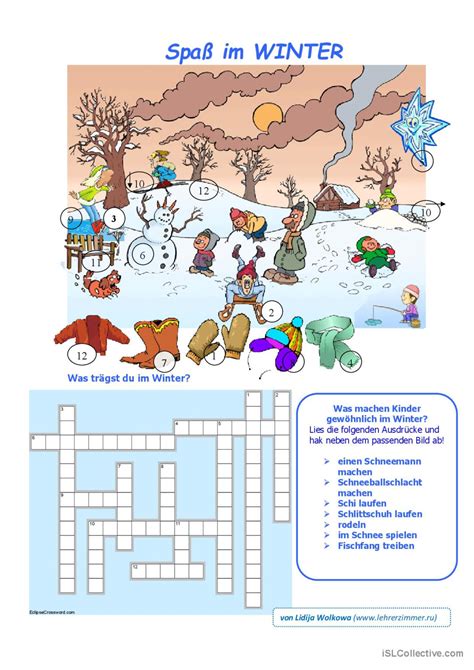 Spass Im Winter Deutsch Daf Arbeitsbl Tter Pdf Doc