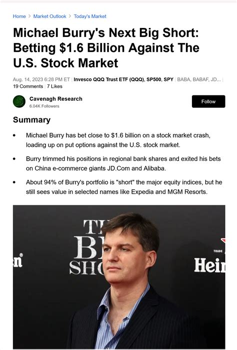 Michael Burry Has Shorted The Market To The Tune Of 1 6 Billion USD 94