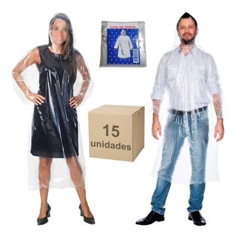 Kit 15 Capas Chuva Plastica Transparente Descartavel Unissex Shopee