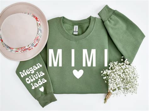 Personalized Mimi Sweatshirt With Kids Names on Sleeve, Mother's Day ...