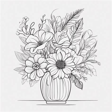 Flower Bouquet Colouring Page One Design Only Etsy