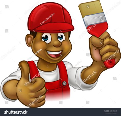 Painter Decorator Handyman Cartoon Character Man Stock Vector Royalty