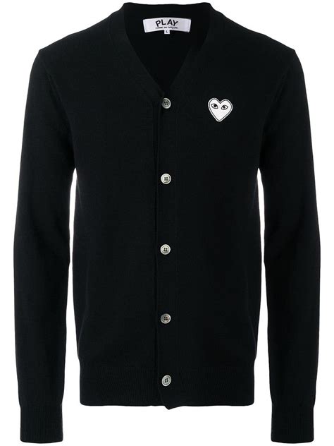 Comme Des Gar Ons Play Wool Embroidered Heart Sweater In Black For Men