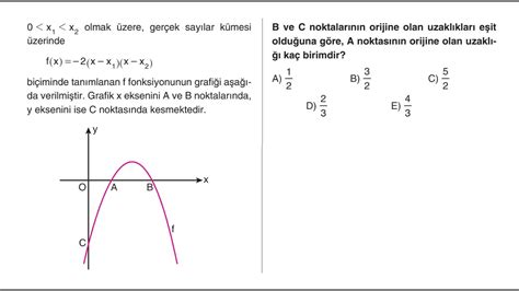 Fonksiyonun x eksenini kestiği nokta sorusu MEB AYT denemesi YouTube