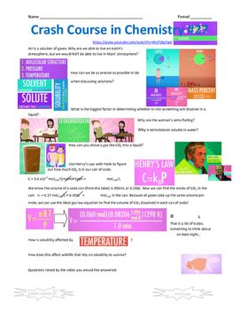 Crash Course In Chemistry 27 Solutions By AA31 Labs TPT