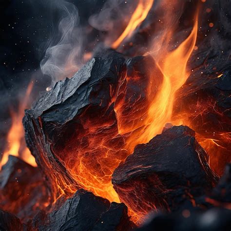 Premium AI Image | fire and ash macro photography