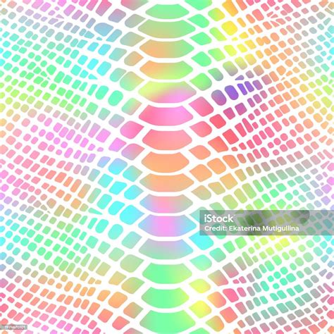 Trendy Rainbow Snake Skin Vector Seamless Pattern Neon Wild Animal