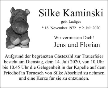 Traueranzeigen Von Silke Kaminski Sh Z Trauer