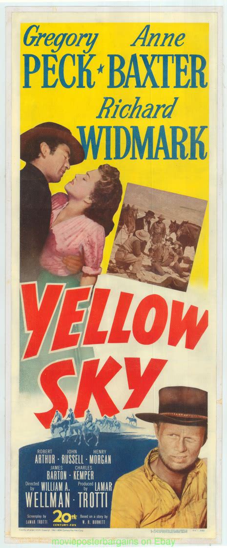 YELLOW SKY MOVIE POSTER GREGORY PECK ANNE BAXTER WESTERN 1948 INSERT ...