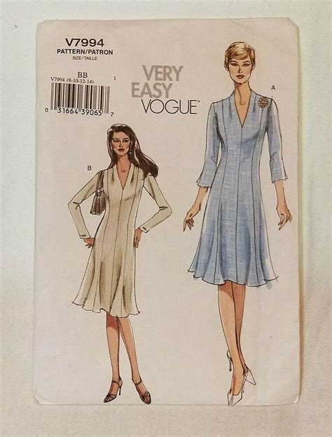 Vogue Sewing Pattern Very Easy V Dress Sz Uncut Factory