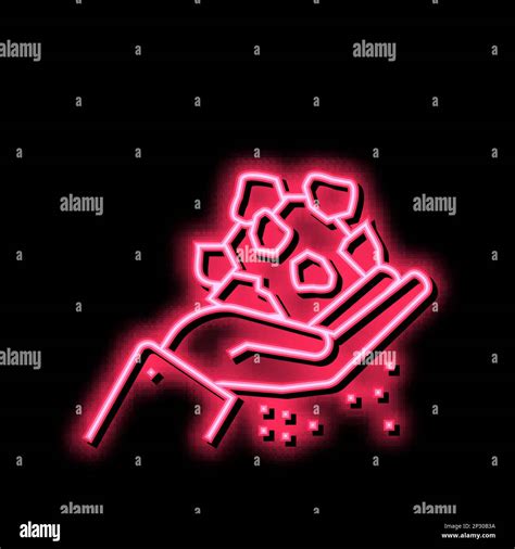 Hand Holding Stone Neon Glow Icon Illustration Stock Vector Image And Art