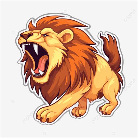 Cartoon Lion Roaring Sticker Vector Illustration Clipart Lion Clipart