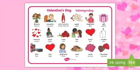 Valentines Day Word Mat English Afrikaans Teacher Made