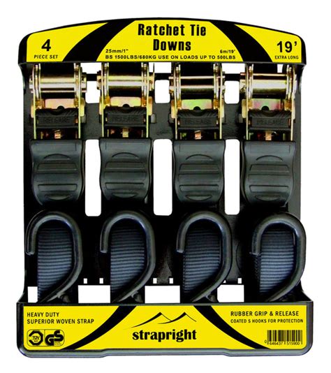 Ratchet Tie Down Straps - 20 Foot, 4 Pack – Strapright