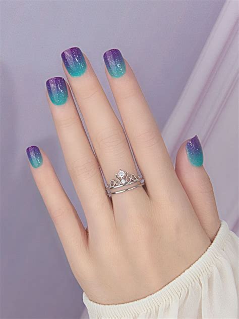 Multicolor Collar Ombre Color Nails Embellished Beauty Tools Fancy