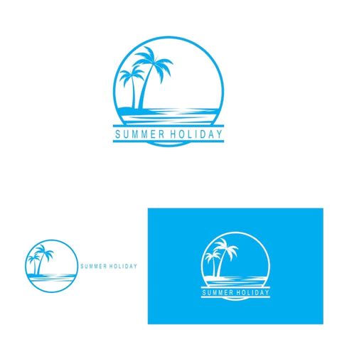 Plantilla De Logotipo De Verano De Palmera Vector Premium