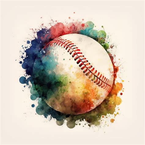 Premium Photo Creative Digital Illustration Colors Baseball