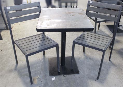 Dining Table Steel Base With 2pcs Dining Chair 1 Set Dining Table