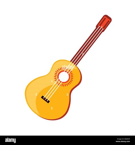 Vector Illustration Mexical Culture Spanish Guitar Isolated On White