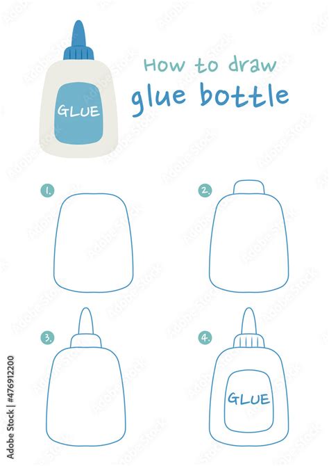 How To Draw A Glue Bottle Vector Illustration Draw A Glue Bottle Step