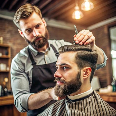 A Man Getting His Hair Cut By A Barber Premium Ai Generated Image