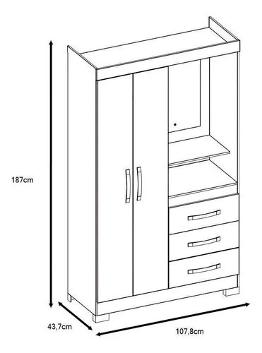 Guarda Roupa Solteiro Portas Gavetas Freij Trend Off Mercadolivre