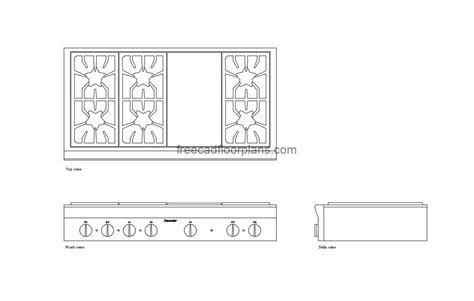 48-Inch Gas Cooktop - CAD Drawings