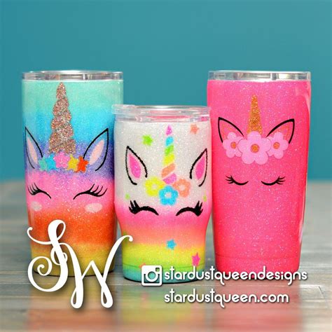 Unicorn Glitter Inlay Tumbler Custom Tumbler Cups Glitter Tumbler