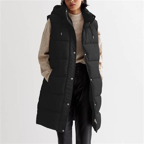 Womens Long Puffer Vest Jacket Sleveless Hoodies Full Zipper Sleeveless Coats Thickened Warm