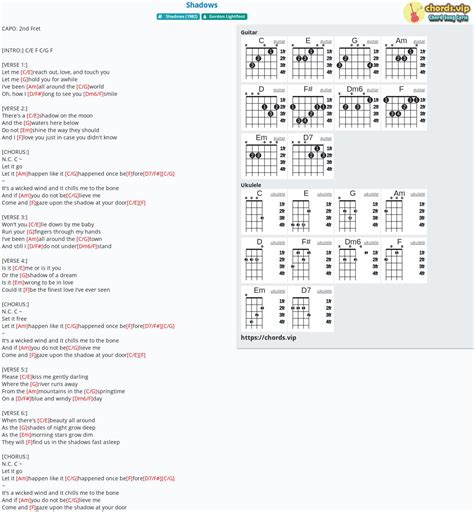 Chord: Shadows - tab, song lyric, sheet, guitar, ukulele | chords.vip