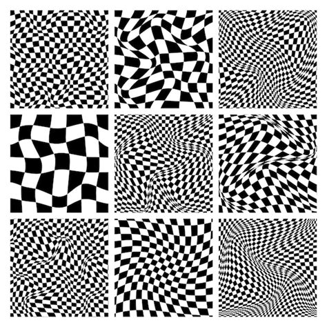 Premium Vector Trendy Checkered Pattern Black And White Distorted