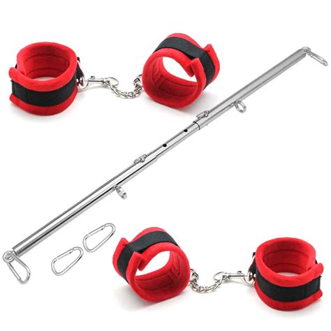 Stainless Steel Spreader Bar Extendable With Handcuffs Ankle Cuffs Bdsm Bondage Kit Sex Toys For
