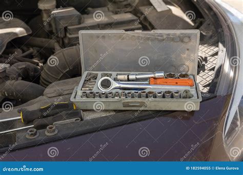 Car mechanic tool set stock image. Image of isolated - 182594055