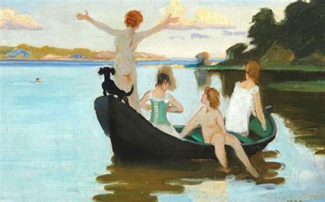 Harald Slott M Ller Danish Bathing Girls In A Rowboat On A