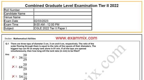 Ssc Cgl Tier Mains Question Paper Pdf All Shift