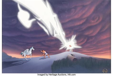 Hercules Pegasus, Hercules, and Phil Presentation Cel on Key Master Background Walt Disney, 1997 ...