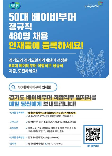 일자리 찾는 경기도 50대 베이비부머 ‘구직 인재풀 등록하세요