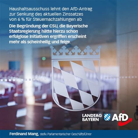 Haushaltsausschuss Lehnt Den AfD Antrag Zur Senkung Des Aktuellen