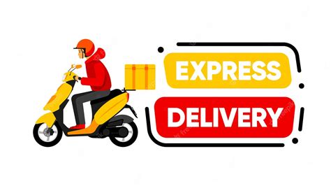 Premium Vector Express Delivery Banner Scooter With A Man Delivering