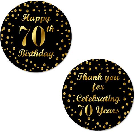 70th Birthday Round 2 Inch Big Glossy Stickers Thank You For